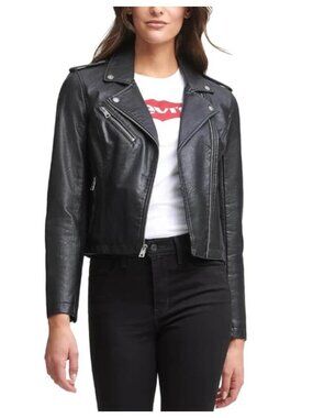Levi’s Black Classic  Faux Leather Asymmetrical Moto Jacket sz M